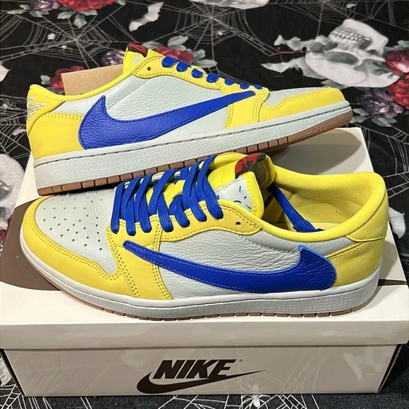 DS NIKE AIR JORDAN 1 LOW x TRAVIS SCOTT CANARY YELLOW SZ WOMENS 10 MENS 8.5 RARE